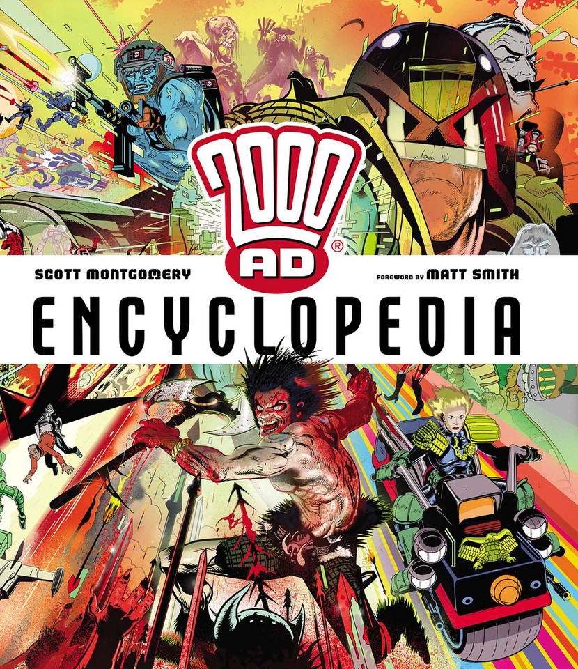2000 AD Encyclopedia book cover by Scott Montgomery