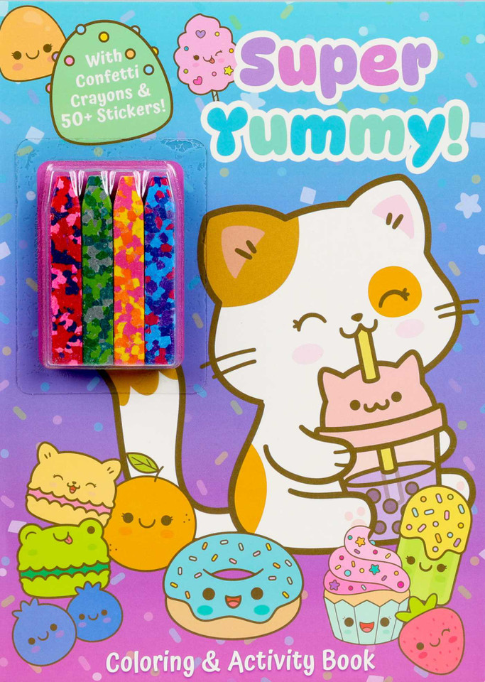 Super Yummy! Coloring & Activity Book with 4 Confetti Crayons and 50+ Stickers (Color & Activity with Crayons) book cover by Editors of Silver Dolphin Books