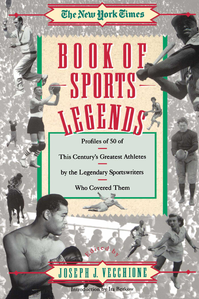 New York Times Book of Sports Legends book cover by Joseph Vecchione