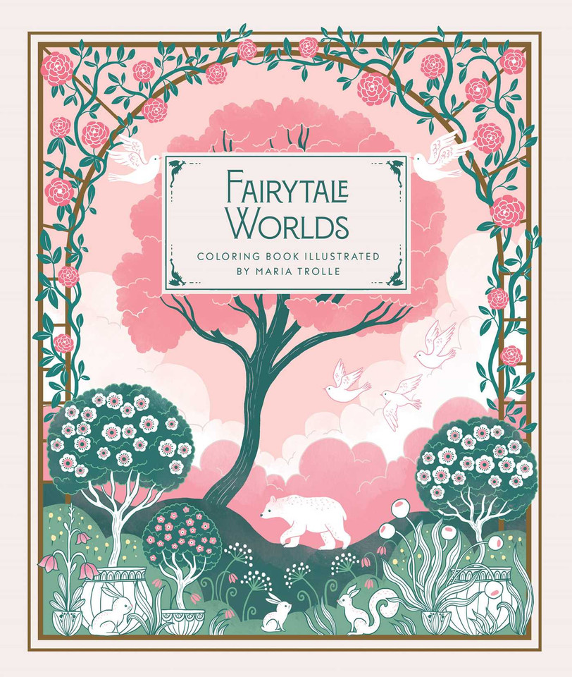 Fairytale Worlds: Hardcover adult coloring book featuring thick, high-quality paper book cover by 