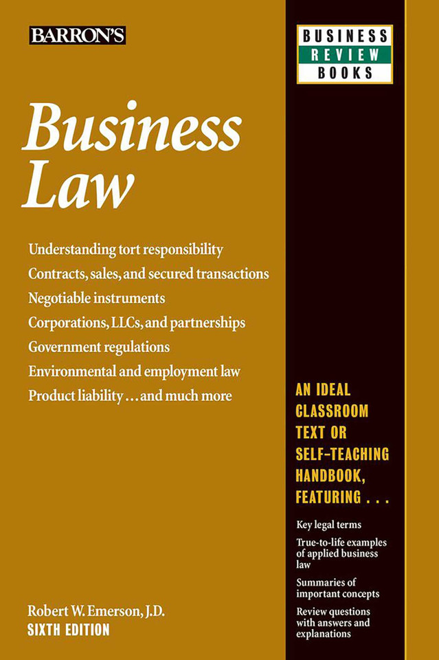 Business Law (Barron's Business Review) book cover by Barron's Educational Series, Robert W. Emerson