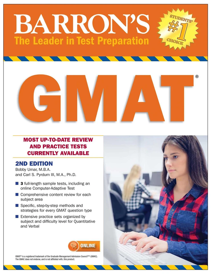 GMAT with Online Test (Barron's Test Prep) book cover by Bobby Umar, Carl S. Pyrdum