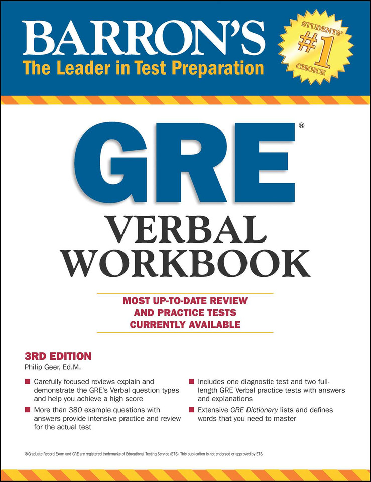 GRE Verbal Workbook (Barron's Test Prep) book cover by Philip Geer