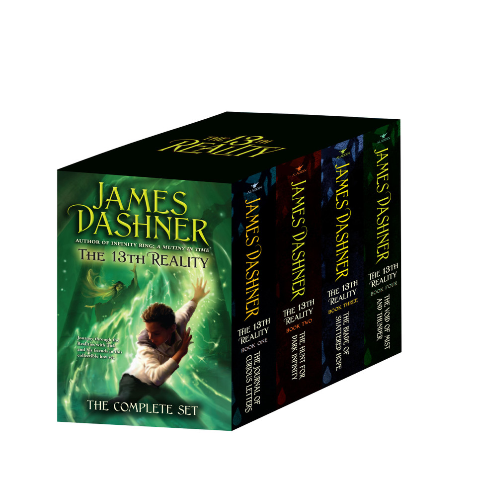 The 13th Reality The Complete Set (Boxed Set): The Journal of Curious Letters; The Hunt for Dark Infinity; The Blade of Shattered Hope; The Void of Mist and Thunder (The 13th Reality) book cover by James Dashner