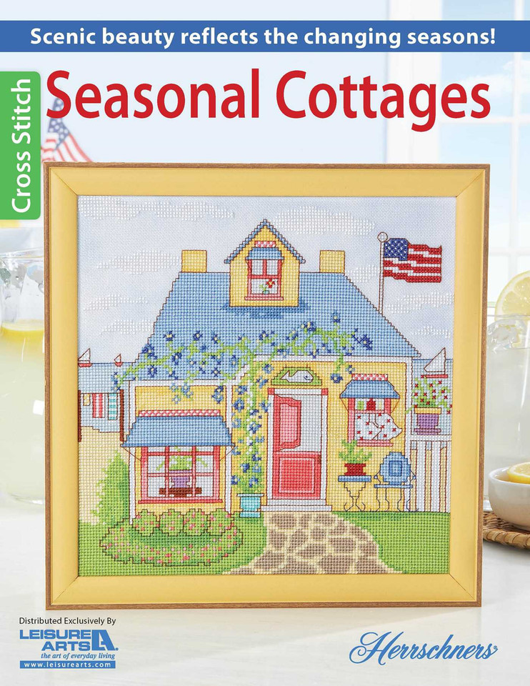 Seasonal Cottages Cross Stitch: Scenic Beauty Reflects the Changing Seasons! book cover by Herrschner