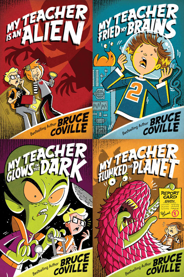 The My Teacher Is an Alien Collected Set: My Teacher Is an Alien; My Teacher Fried My Brains; My Teacher Glows in the Dark; My Teacher Flunked the Planet (My Teacher Books) book cover by Bruce Coville