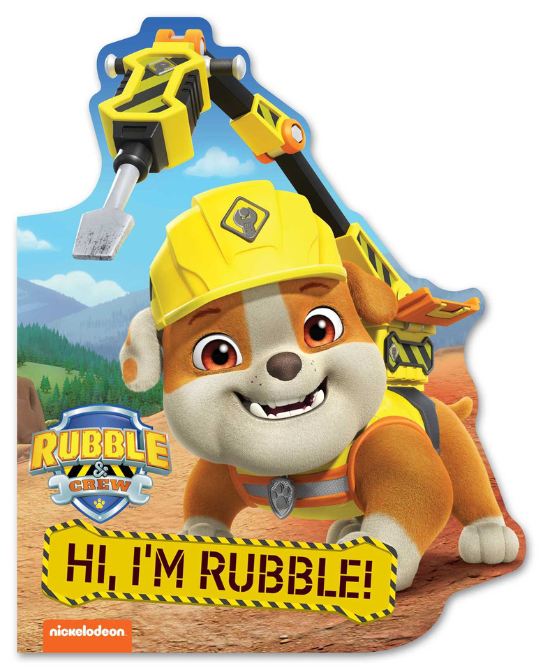 Rubble & Crew: Hi, I'm Rubble! (A Rubble & Crew Paw Patrol Nickelodeon Shaped Board Book for Kids) (Rubble & Crew) book cover by BuzzPop