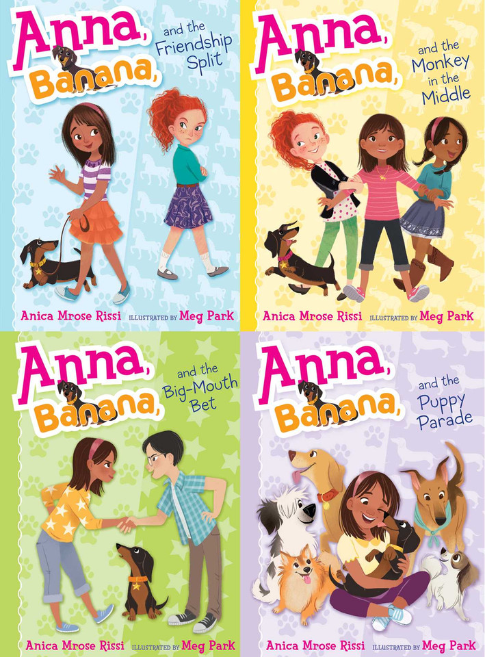 Anna, Banana, and Friends—A Four-Book Paperback Collected Set!: Anna, Banana, and the Friendship Split; Anna, Banana, and the Monkey in the Middle; Anna, Banana, and the Big-Mouth Bet; Anna, Banana, and the Puppy Parade (Anna, Banana) book cover by Anica Mrose Rissi