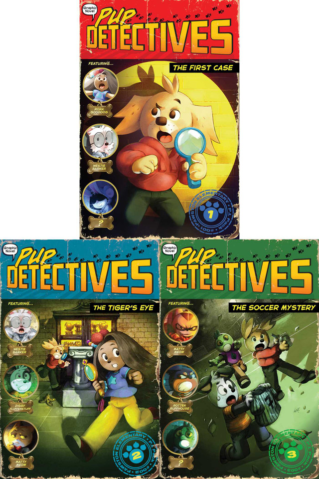 Pup Detectives The Graphic Novel Collected Set: The First Case; The Tiger's Eye; The Soccer Mystery (Pup Detectives) book cover by Felix Gumpaw