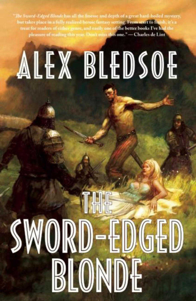 The Sword-Edged Blonde book cover by Alex Bledsoe