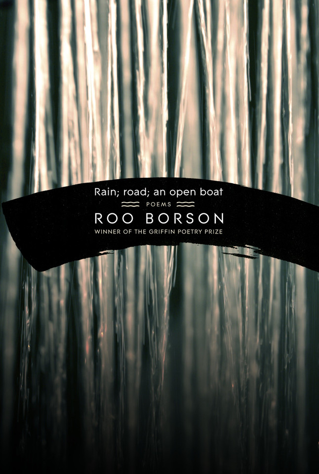 Rain; road; an open boat book cover by Roo Borson