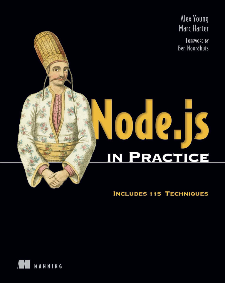 Node.js in Practice book cover by Alex R. Young, Marc Harter
