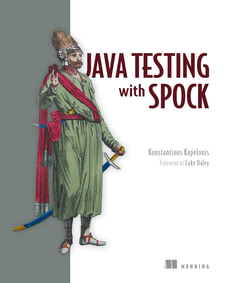 Java Testing with Spock book cover by Konstantinos Kapelonis