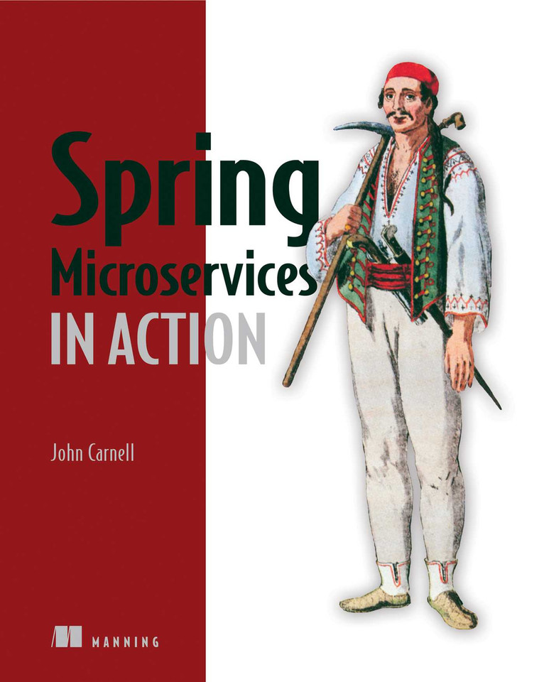 Spring Microservices in Action book cover by John Carnell