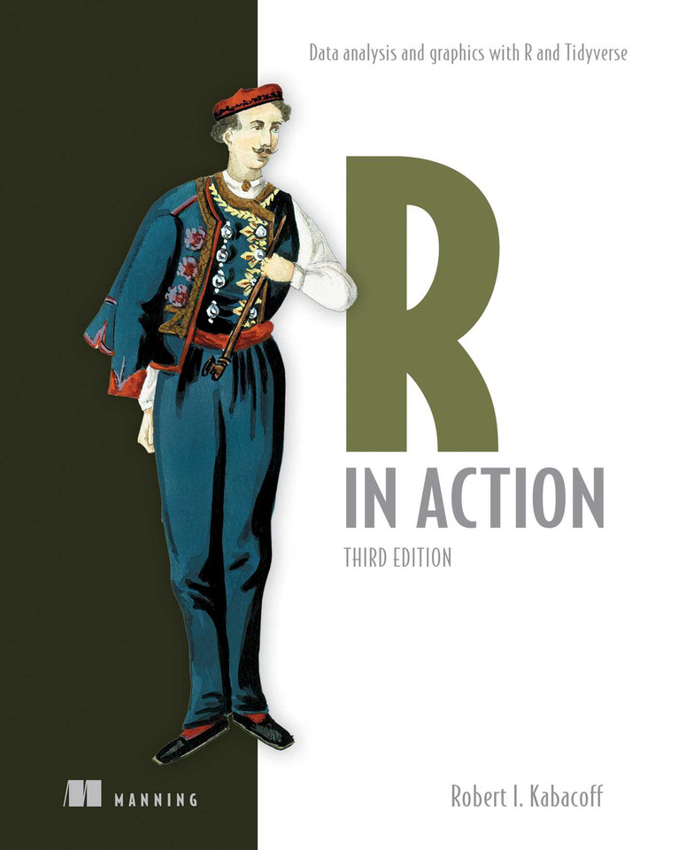 R in Action, Third Edition: Data analysis and graphics with R and Tidyverse book cover by Robert I. Kabacoff
