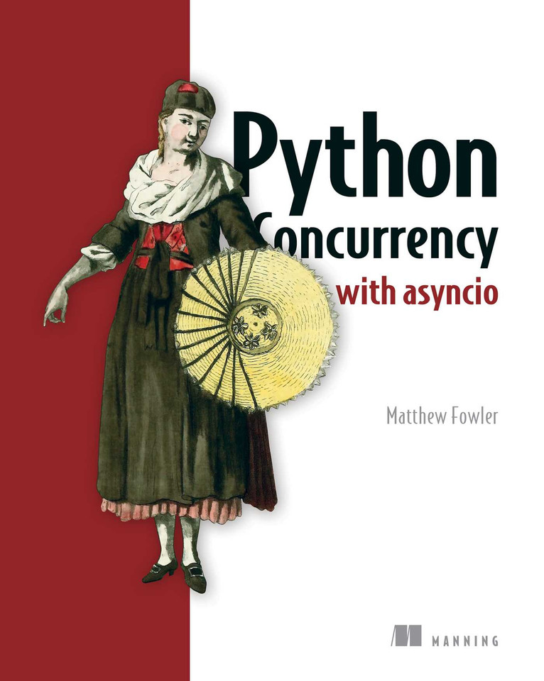 Python Concurrency with asyncio book cover by Matthew Fowler