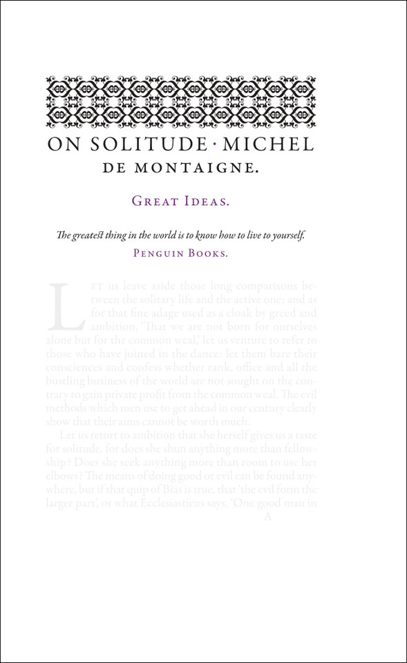 On Solitude (Penguin Great Ideas) book cover by Michel de Montaigne