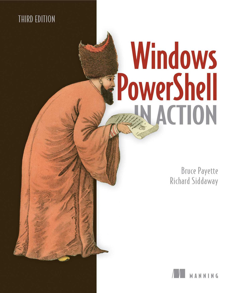 Windows PowerShell in Action book cover by Bruce Payette, Richard Siddaway