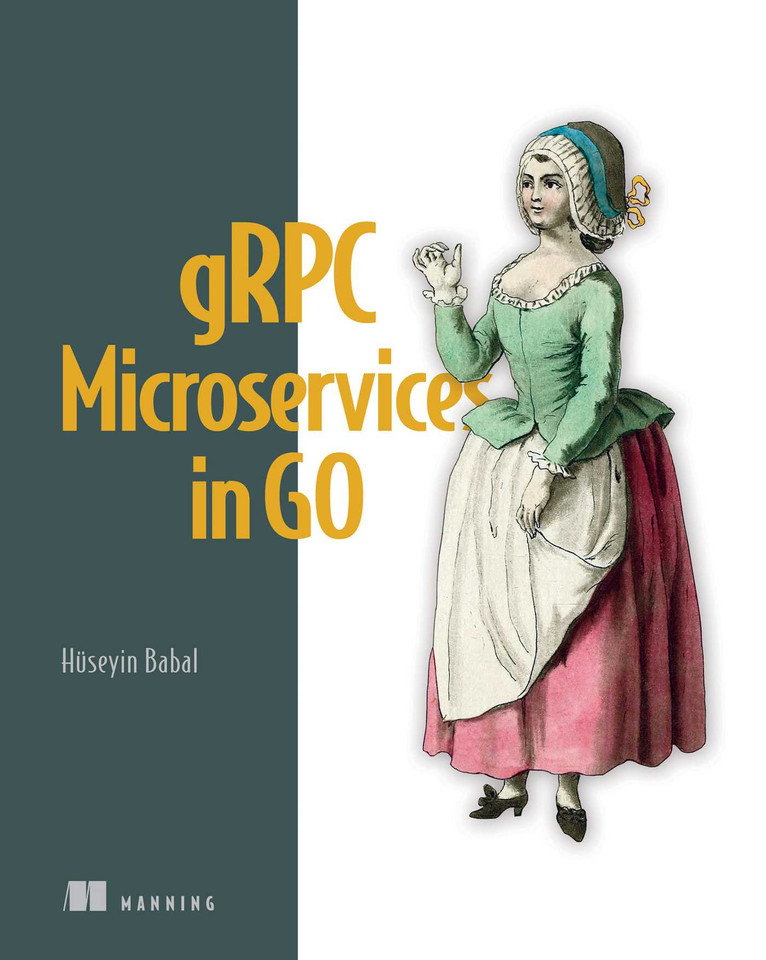 gRPC Microservices in Go book cover by Hüseyin  Babal