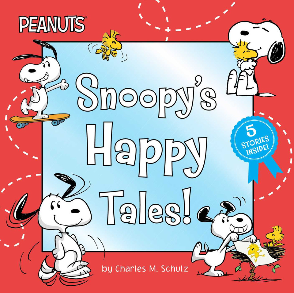 Snoopy's Happy Tales!: Snoopy Goes to School; Snoopy Takes Off!; Shoot for the Moon, Snoopy!; A Best Friend for Snoopy; Woodstock's First Flight! (Peanuts) book cover by Charles  M. Schulz