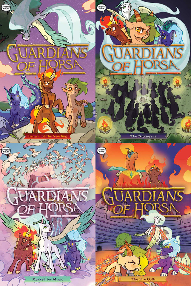 Guardians of Horsa Graphic Novel Collected Set: Legend of the Yearling; The Naysayers; Marked for Magic; The Fire Oath (Guardians of Horsa) book cover by Roan Black