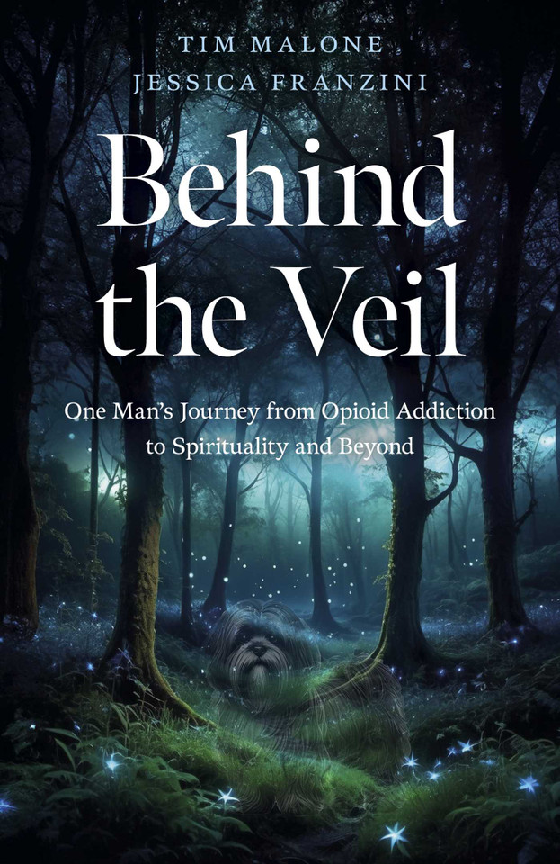 Behind the Veil: One Man's Journey from Opioid Addiction to Spirituality and Beyond book cover by Jessica Franzini, Tim Malone