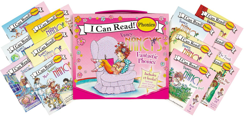 Fancy Nancy's 12-Book Fantastic Phonics Fun!: Includes 12 Mini-Books Featuring Short and Long Vowel Sounds (My First I Can Read) book cover by Jane O'Connor