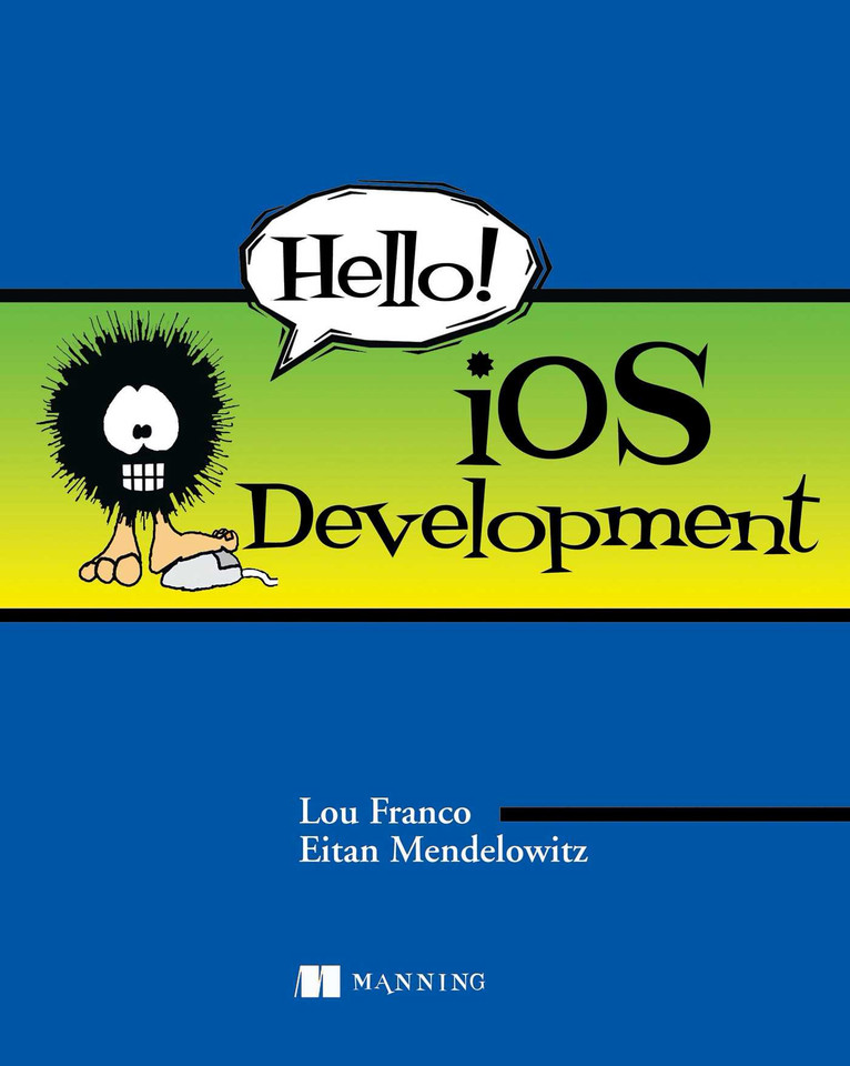 Hello! iOS Development book cover by Lou Franco, Eitan Mendelowitz