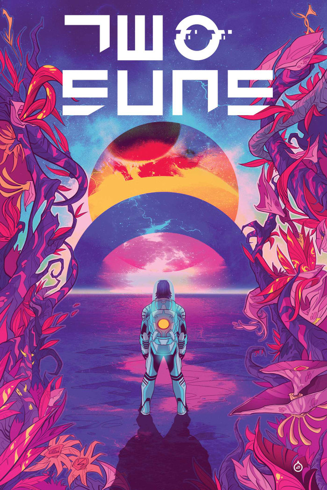 Two Suns book cover by Carlos Giffoni
