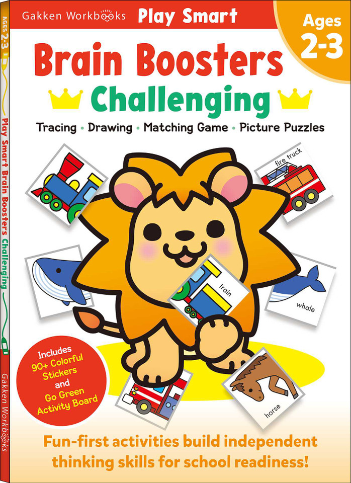 Play Smart Brain Boosters: Challenging - Age 2-3: Pre-K Activity Workbook : Boost independent thinking skills: Tracing, Coloring, Shapes, Cutting, Drawing, Mazes, Picture Puzzles, Counting; Go-Green Activity-Board (Play Smart) book cover by Gakken early childhood experts