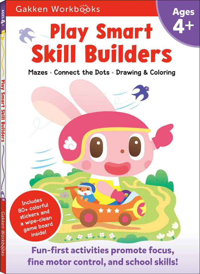 Play Smart Skill Builders Age 4+: Pre-K Activity Workbook with Stickers for Toddlers Ages 4, 5, 6: Build Focus and Pen-control Skills: Tracing, Mazes, Counting(Full Color Pages) (Play Smart) book cover by Gakken early childhood experts