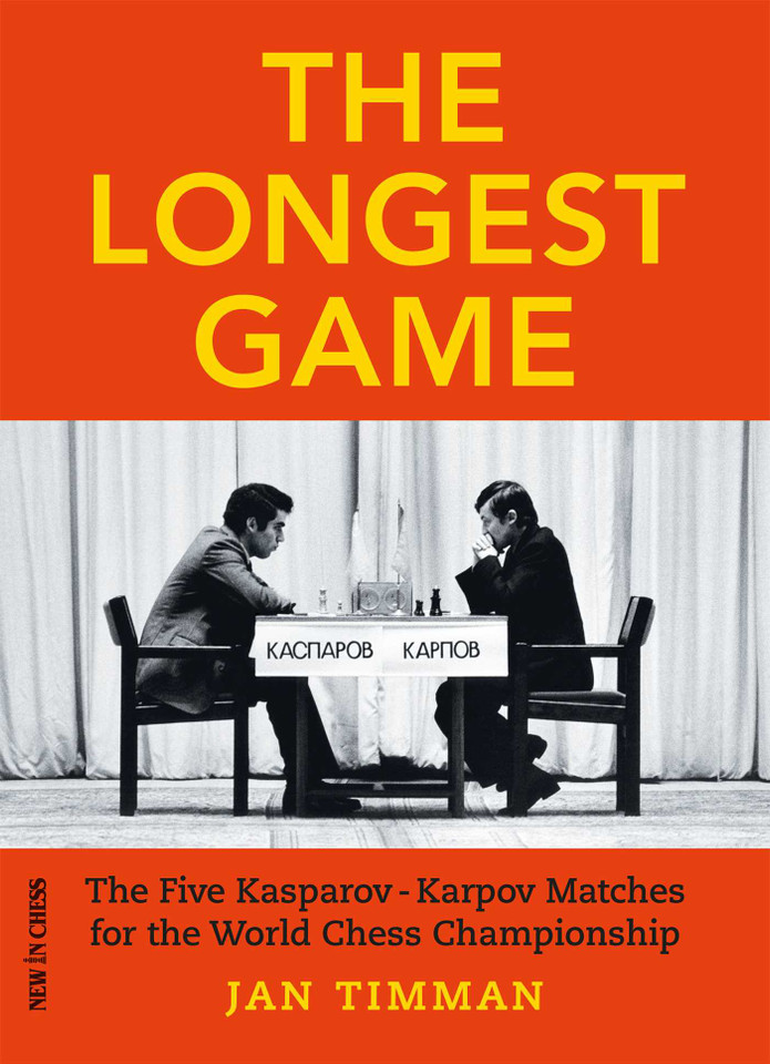 The Longest Game: The Five KasparovKarpov Matches for the World Chess Championship book cover by Jan Timman