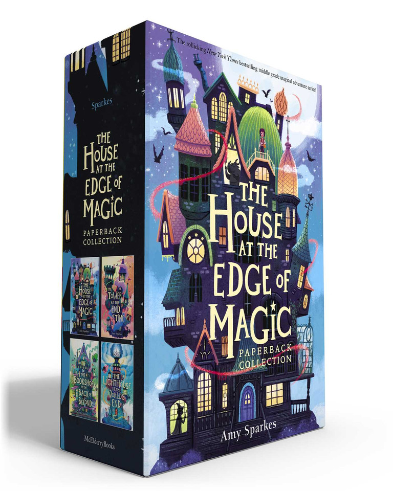 The House at the Edge of Magic Paperback Collection (Boxed Set): The House at the Edge of Magic; The Tower at the End of Time; The Bookshop at the Back of Beyond; The Lighthouse at the World's End (The House at the Edge of Magic) book cover by Amy Sparkes