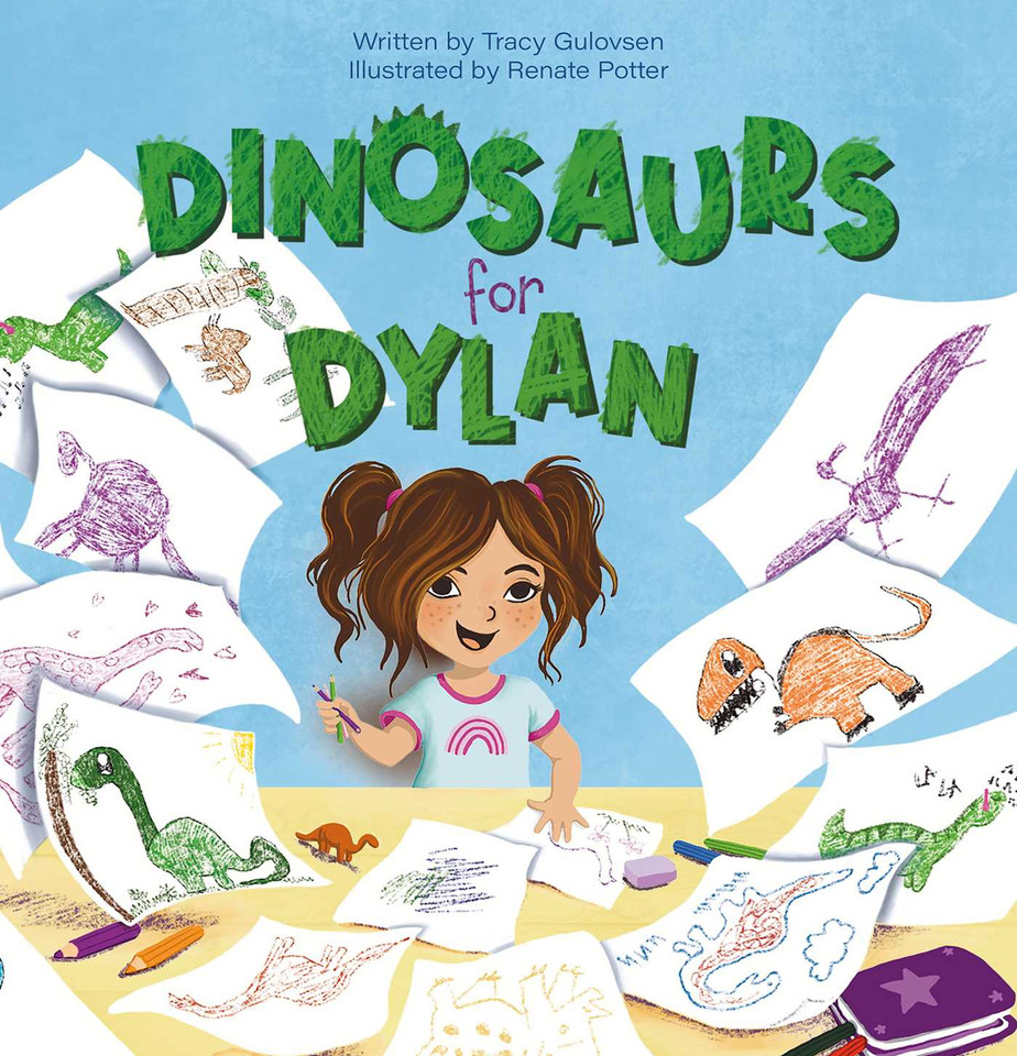 Dinosaurs for Dylan book cover by Tracy Gulovsen