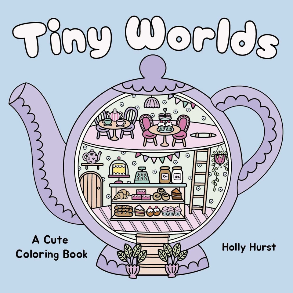 Tiny Worlds Cute Coloring Book (Cozy Coloring) book cover by Holly Hurst