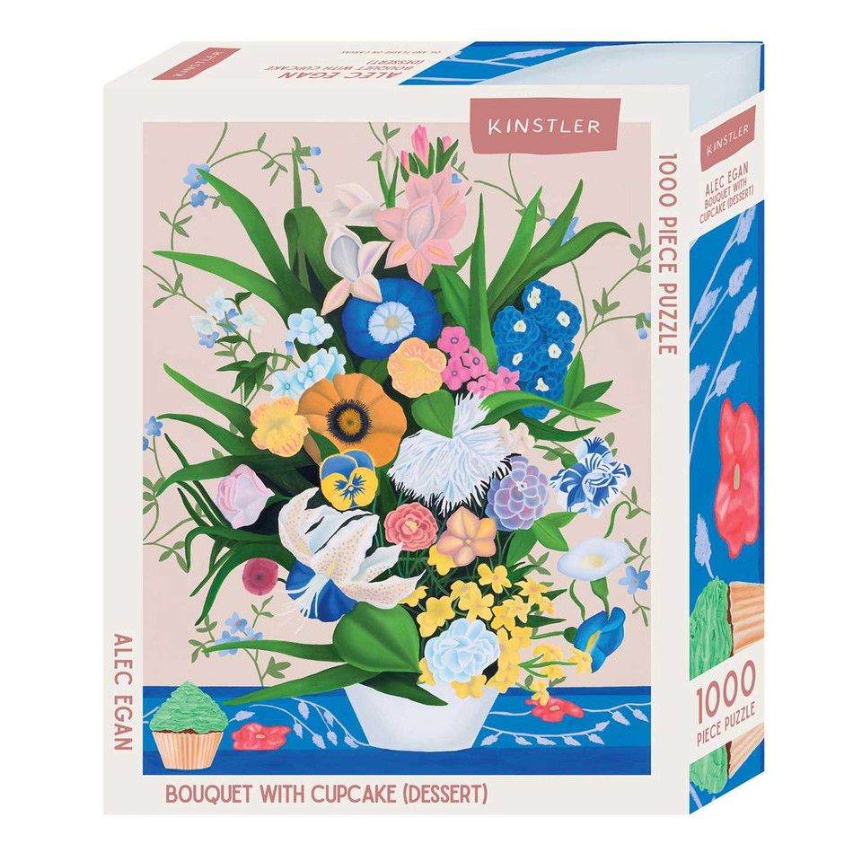 Bouquet with Cupcake (dessert): 1000 piece puzzle book cover by Alec Egan