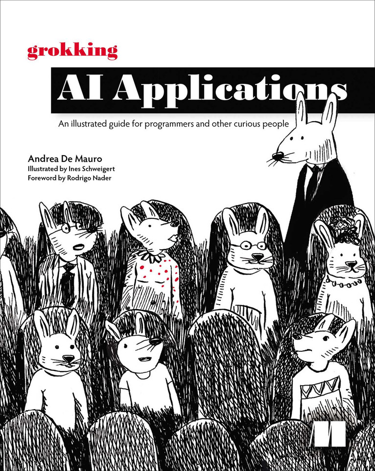 Grokking AI Applications: An illustrated guide for programmers and other curious people book cover by Andrea De Mauro