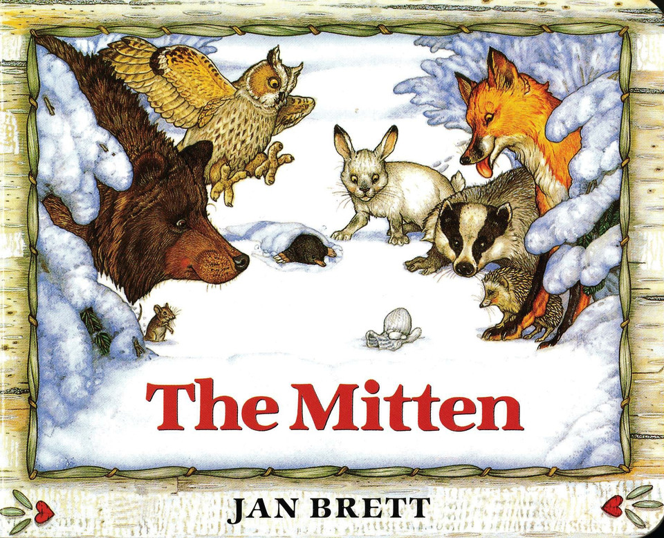 The Mitten book cover by Jan Brett