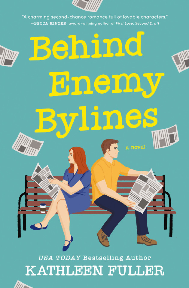 Behind Enemy Bylines: A cozy, low-spice, small-town romance brimming with early 2000s nostalgia book cover by Kathleen Fuller