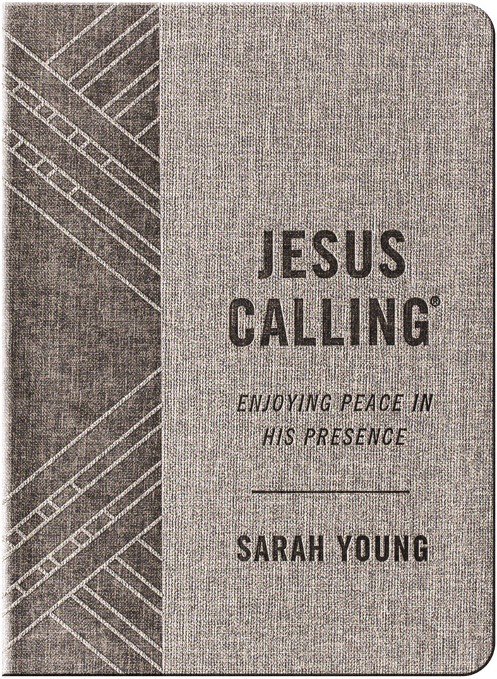 Jesus Calling, Textured Gray Leathersoft, with Full Scriptures: Enjoying Peace in His Presence (A 365-Day Devotional) (Jesus Calling®) book cover by Sarah Young
