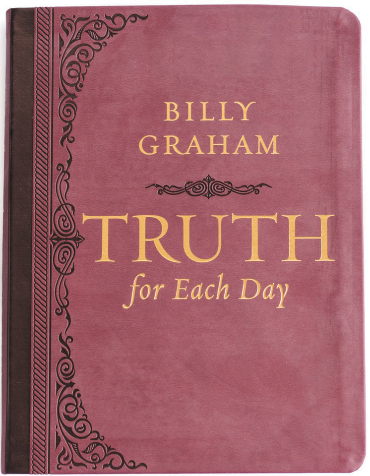 Truth for Each Day, Large Text Leathersoft: Daily Devotions to Renew Your Mind and Inspire Your Soul (A 365-Day Devotional) book cover by Billy Graham
