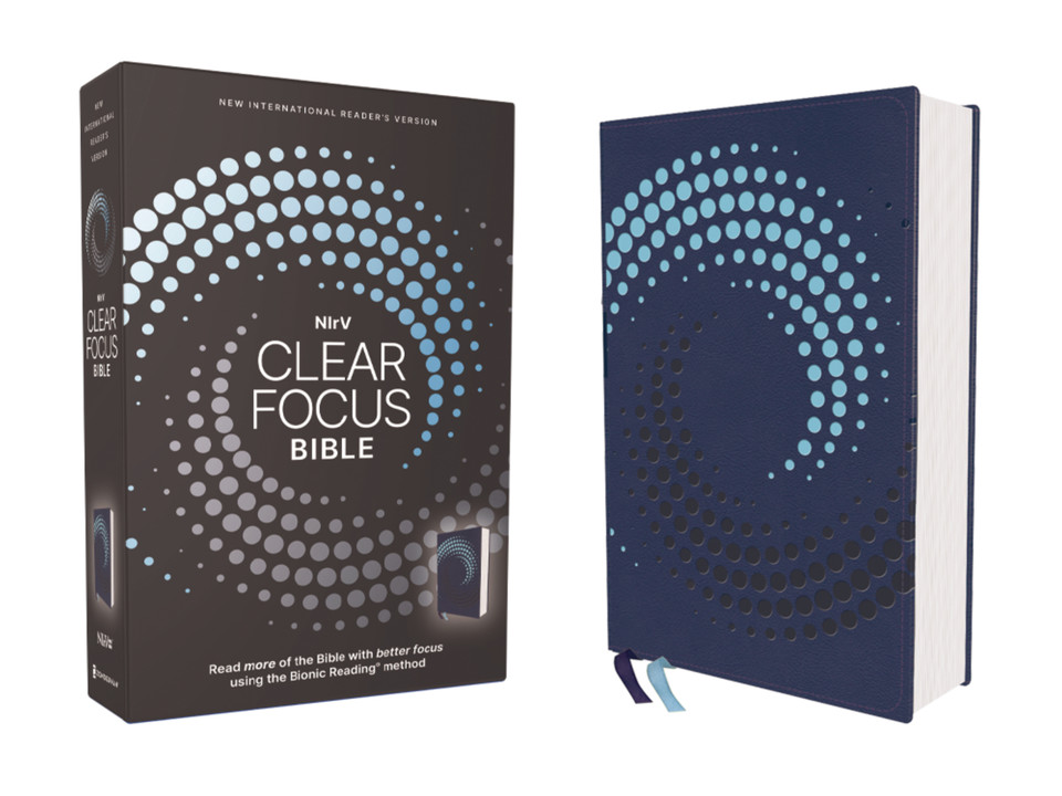 NIrV, Clear Focus Bible, Leathersoft, Navy: Read more of the Bible with better focus using the Bionic Reading Method (Clear Focus) book cover by Zondervan