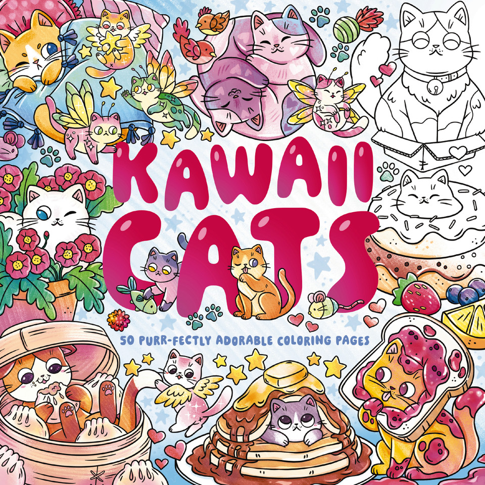 Kawaii Cats: 50 Purr-fectly Adorable Coloring Pages book cover by Editors of Cider Mill Press
