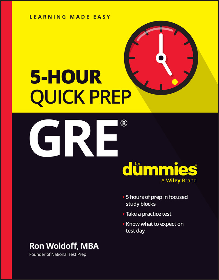 GRE 5-Hour Quick Prep For Dummies book cover by Ron Woldoff