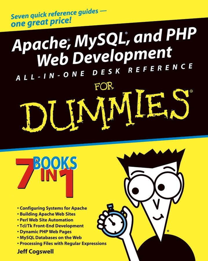 Apache, MySQL, and PHP Web Development All-in-One Desk Reference For Dummies book cover by Jeffrey M. Cogswell