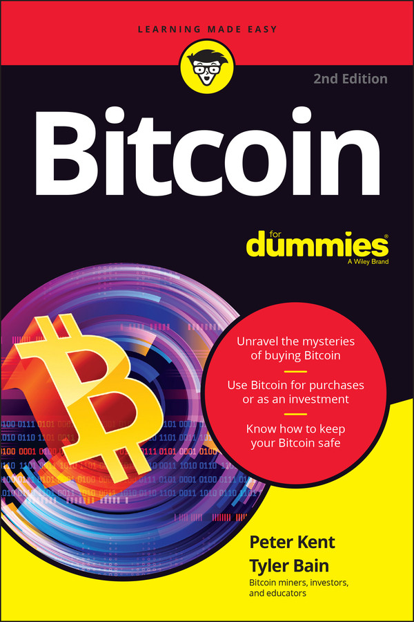 Bitcoin For Dummies book cover by Peter Kent, Tyler Bain