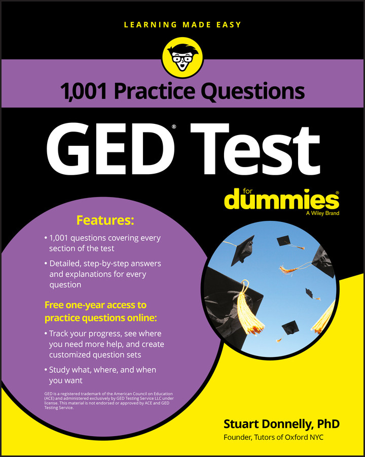 GED Test: 1,001 Practice Questions For Dummies book cover by Stuart Donnelly