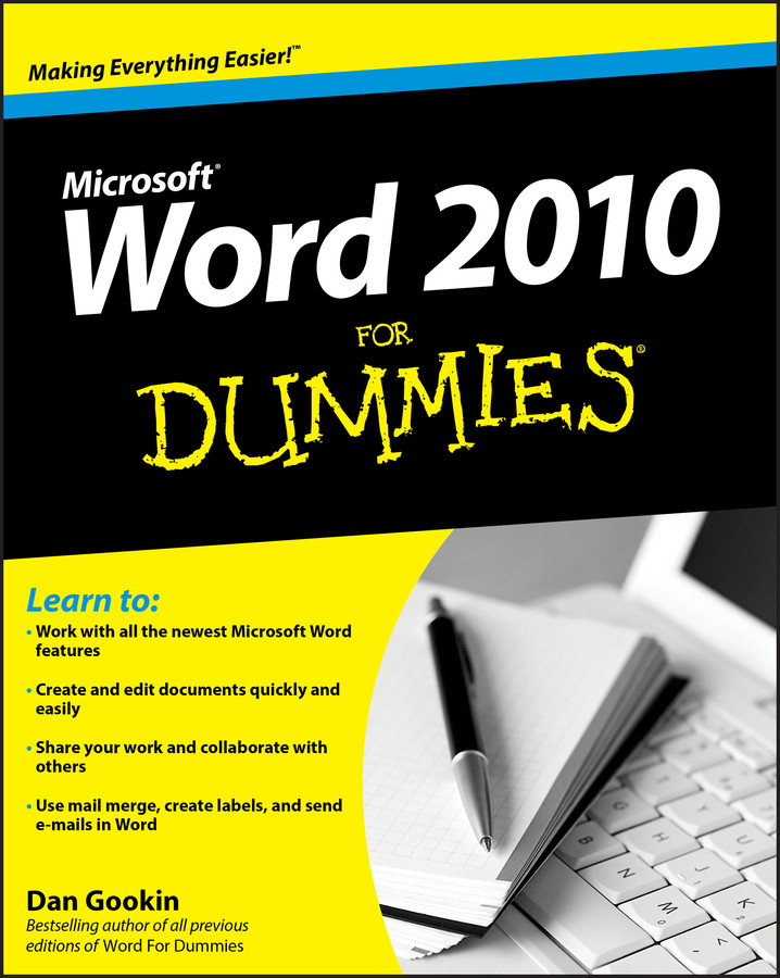 Word 2010 For Dummies book cover by Dan Gookin