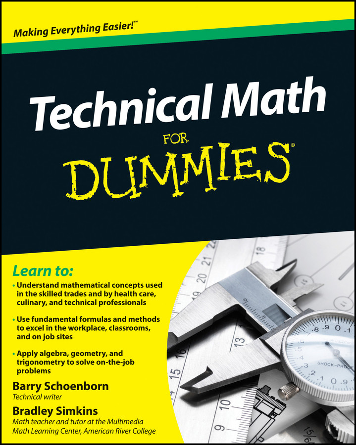 Technical Math For Dummies book cover by Barry Schoenborn, Bradley Simkins