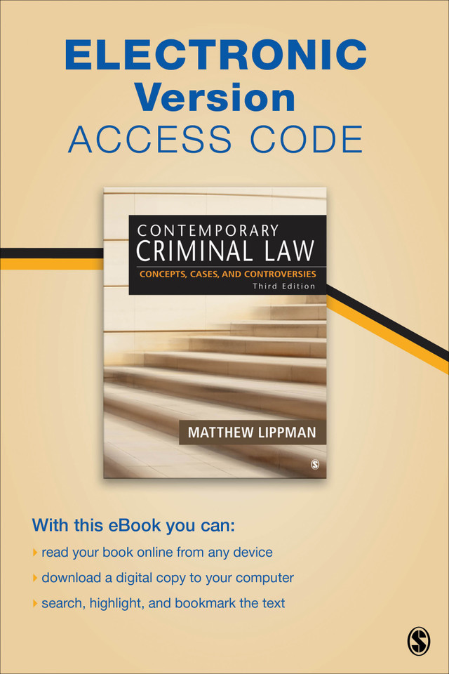 Contemporary Criminal Law Electronic Version: Concepts, Cases, and Controversies book cover by Matthew Lippman